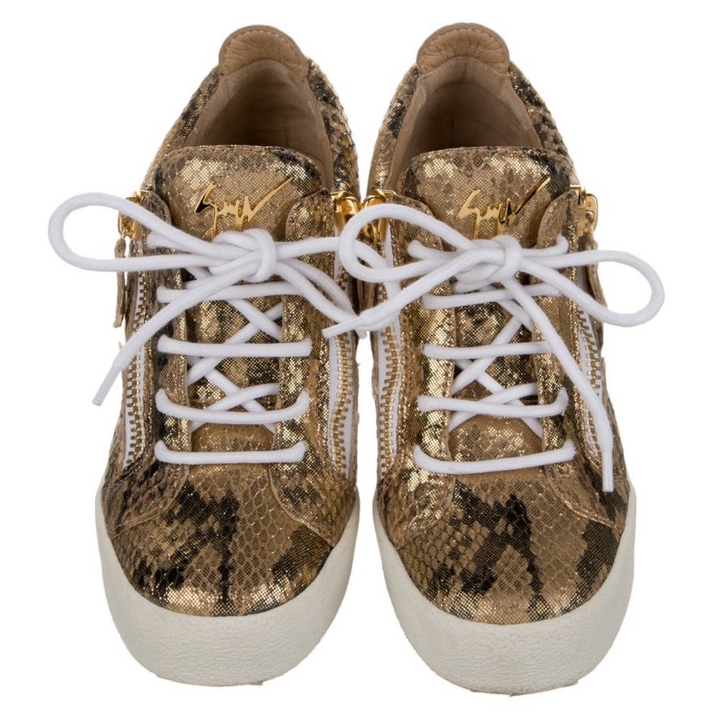 Giuseppe Zanotti Kriss Snake-Embossed Leather Wedge Sneakers US SZ 5